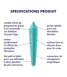 Vibromasseur connecté turquoise USB Ultra Power Bullet 8 Satisfyer - CC597744